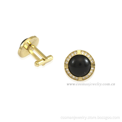 China Cat eye CZ gold plated cufflinks